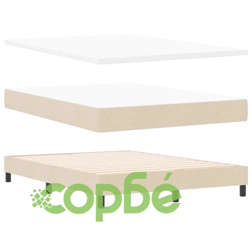 Континентално легло с матрак крем 140x200 см текстил с регулируема табла ➤ топ цена ➤ sorbe.bg