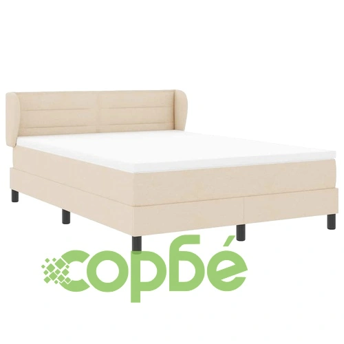 Континентално легло с матрак крем 140x200 см текстил с регулируема табла ➤ топ цена ➤ sorbe.bg
