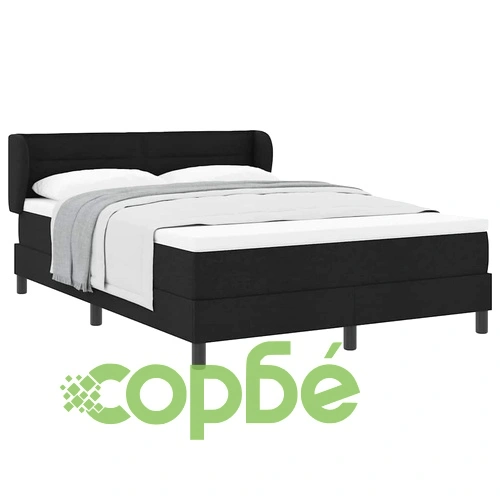 Континентално легло с матрак и табла черно 160x200 см текстил ➤ топ цена ➤ sorbe.bg