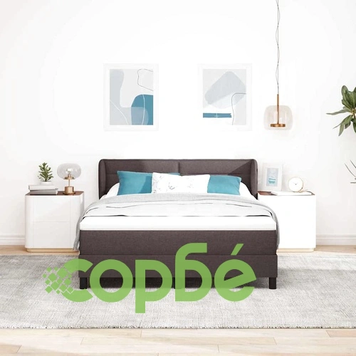 Континентално легло с матрак тъмнокафяв 160x200 см текстил ➤ топ цена ➤ sorbe.bg