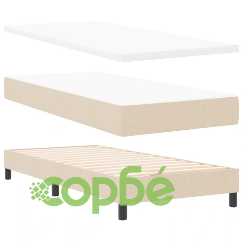 Кутия Пролетно Легло с Матрак 80x200 см Кремаво Текстил ➤ топ цена ➤ sorbe.bg