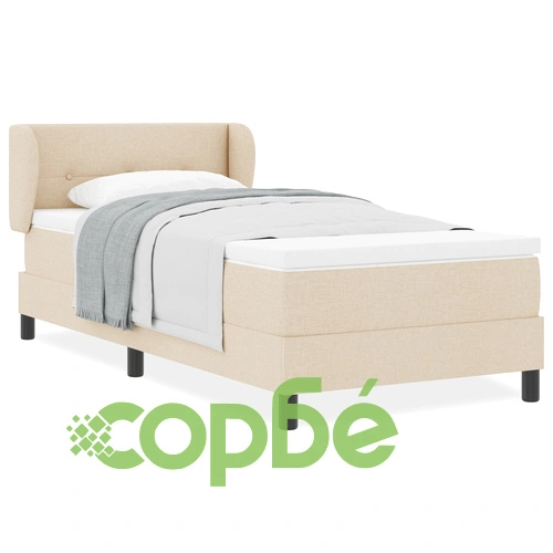 Кутия Пролетно Легло с Матрак 80x200 см Кремаво Текстил ➤ топ цена ➤ sorbe.bg