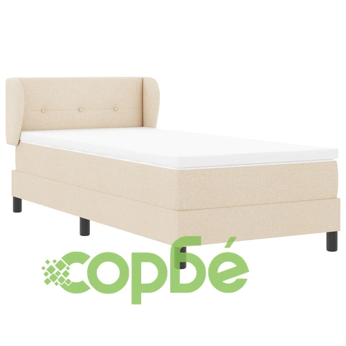 Кутия Пролетно Легло с Матрак 80x200 см Кремаво Текстил ➤ топ цена ➤ sorbe.bg