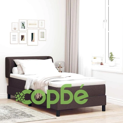 Континентално легло с матрак тъмнокафяво 90x190 см текстил ➤ топ цена ➤ sorbe.bg