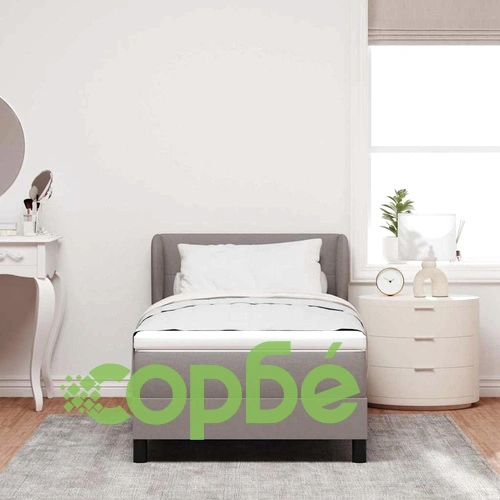 Континентално легло с матрак таупе 90x190 см текстил ➤ топ цена ➤ sorbe.bg