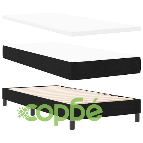 Континентално легло с матрак и табла черно 90x200 см текстил ➤ топ цена ➤ sorbe.bg