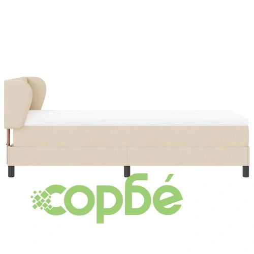 Континентално легло с матрак крем 100x200 см текстил с регулируема табла ➤ топ цена ➤ sorbe.bg