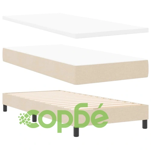 Континентално легло с матрак крем 100x200 см текстил с регулируема табла ➤ топ цена ➤ sorbe.bg