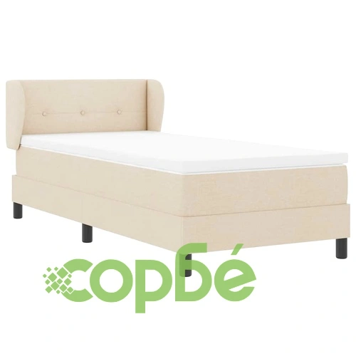 Континентално легло с матрак крем 100x200 см текстил с регулируема табла ➤ топ цена ➤ sorbe.bg