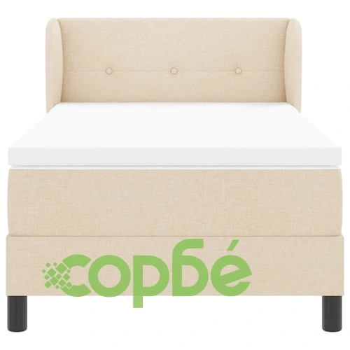 Континентално легло с матрак крем 100x200 см текстил с регулируема табла ➤ топ цена ➤ sorbe.bg