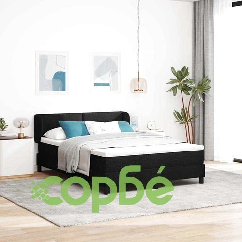 Континентално легло с матрак черно 140x190 см текстил с регулируема табла ➤ топ цена ➤ sorbe.bg