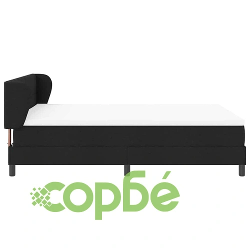 Континентално легло с матрак черно 140x190 см текстил с регулируема табла ➤ топ цена ➤ sorbe.bg