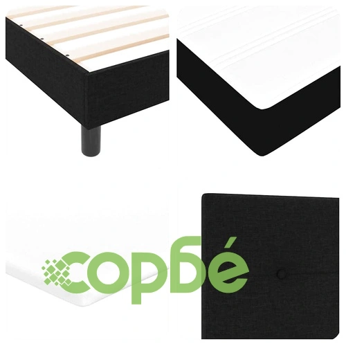 Континентално легло с матрак черно 140x190 см текстил с регулируема табла ➤ топ цена ➤ sorbe.bg