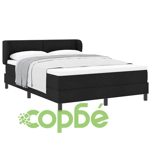 Континентално легло с матрак черно 140x190 см текстил с регулируема табла ➤ топ цена ➤ sorbe.bg