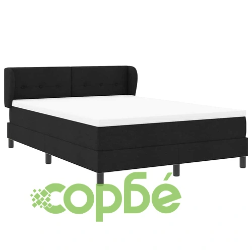 Континентално легло с матрак черно 140x190 см текстил с регулируема табла ➤ топ цена ➤ sorbe.bg