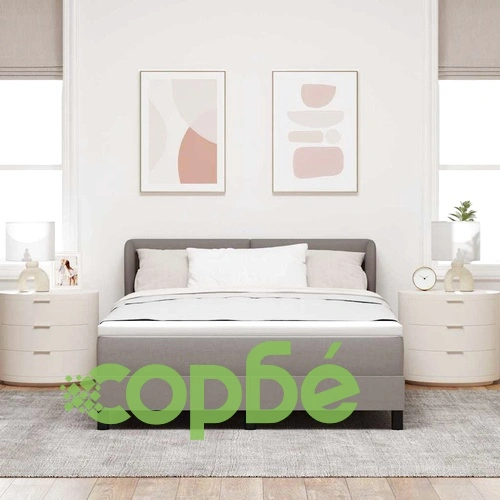 Континентално легло с матрак Таупе 160 x 200 см от текстил ➤ топ цена ➤ sorbe.bg