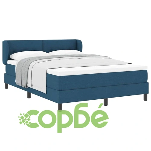 Континентално легло с матрак синьо 160x200 см текстил ➤ топ цена ➤ sorbe.bg