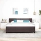 Континентално легло с матрак тъмнокафяв 180x200 см текстил