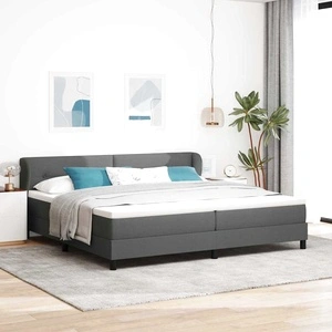 Континентално легло с матрак тъмносив 200x200 см текстил с табла