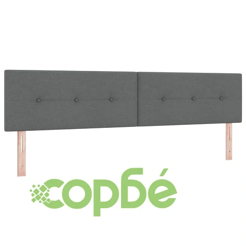 Континентално легло с матрак тъмносив 200x200 см текстил с табла ➤ топ цена ➤ sorbe.bg