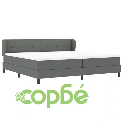 Континентално легло с матрак тъмносив 200x200 см текстил с табла ➤ топ цена ➤ sorbe.bg