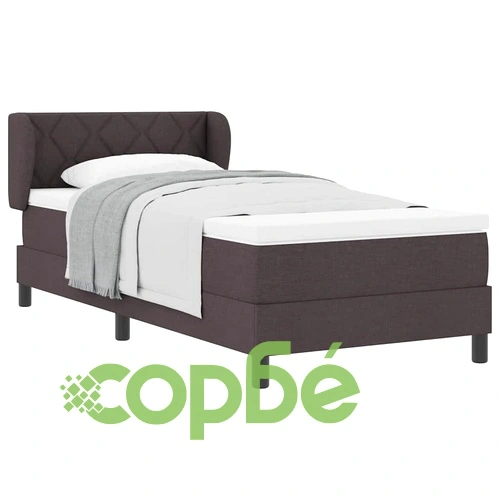 Континентално легло с матрак тъмнокафяв 90x190 см текстил ➤ топ цена ➤ sorbe.bg