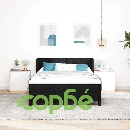 Континентално легло с матрак черно 140x190 см текстил ➤ топ цена ➤ sorbe.bg