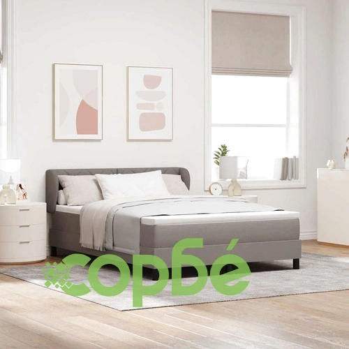 Континентално легло с матрак и топер Таупе 140x190 см текстил ➤ топ цена ➤ sorbe.bg