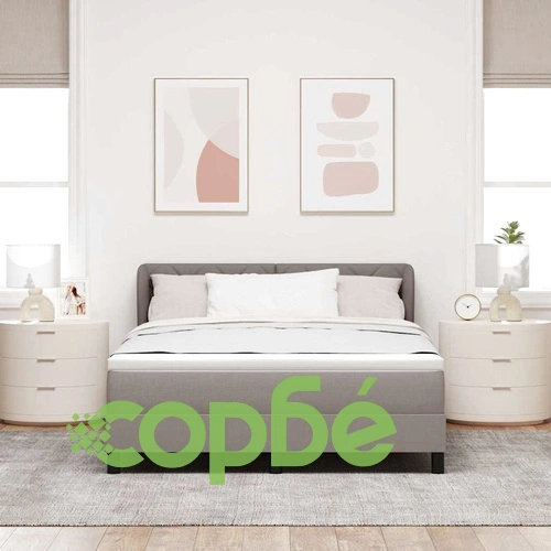 Континентално легло с матрак и топер Таупе 140x190 см текстил ➤ топ цена ➤ sorbe.bg