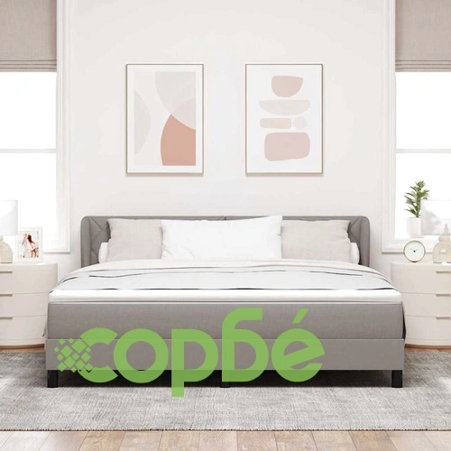 Континентално легло с матрак Таупе 180x200 см текстил ➤ топ цена ➤ sorbe.bg