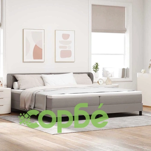 Континентално легло с матрак Таупе 200 x 200 cm, текстилна тапицерия ➤ топ цена ➤ sorbe.bg