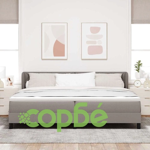 Континентално легло с матрак Таупе 200 x 200 cm, текстилна тапицерия ➤ топ цена ➤ sorbe.bg