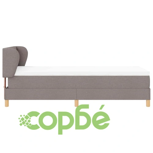 Легло с пружини и матрак 90x190 см Таупе Тъкан с Дървена Рамка ➤ топ цена ➤ sorbe.bg