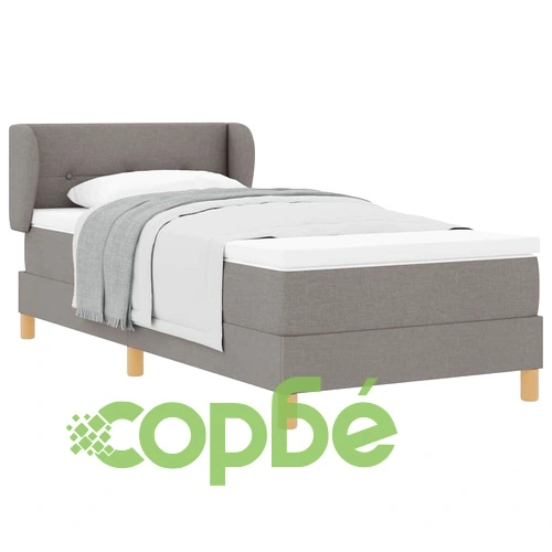 Легло с пружини и матрак 90x190 см Таупе Тъкан с Дървена Рамка ➤ топ цена ➤ sorbe.bg