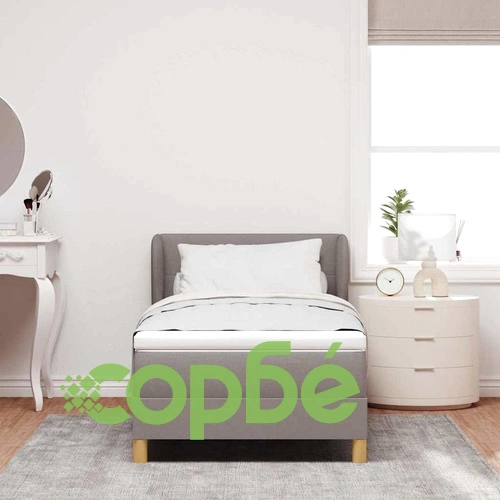 Легло с пружини и матрак 90x190 см Таупе Тъкан с Дървена Рамка ➤ топ цена ➤ sorbe.bg