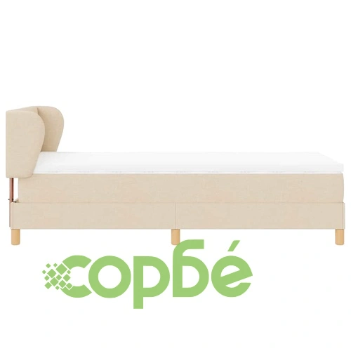 Легло с пружини и матрак от текстил крем 90x200 см с регулируема табла ➤ топ цена ➤ sorbe.bg