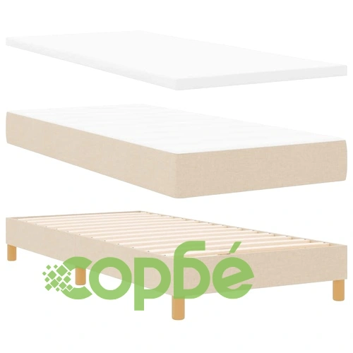 Легло с пружини и матрак от текстил крем 90x200 см с регулируема табла ➤ топ цена ➤ sorbe.bg