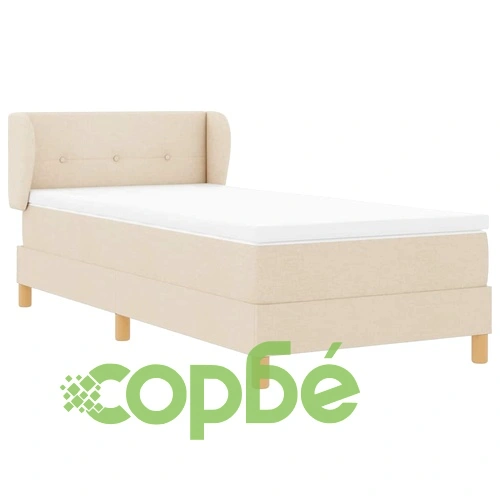 Легло с пружини и матрак от текстил крем 90x200 см с регулируема табла ➤ топ цена ➤ sorbe.bg