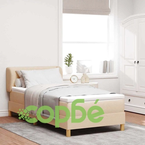 Легло с пружини и матрак от тъкан крем 100x200 см с регулируема табла ➤ топ цена ➤ sorbe.bg