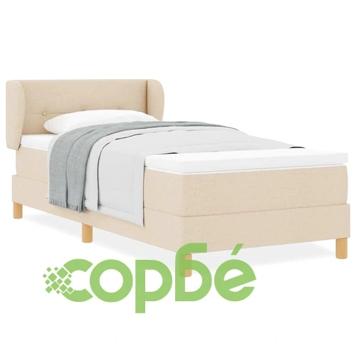 Легло с пружини и матрак от тъкан крем 100x200 см с регулируема табла ➤ топ цена ➤ sorbe.bg