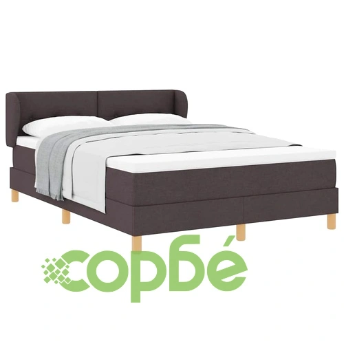 Легло с пружини и матрак от тъкан тъмнокафяв 140x190 см ➤ топ цена ➤ sorbe.bg
