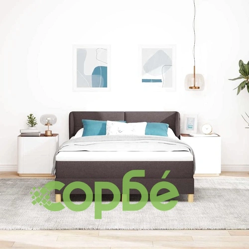 Легло с пружини и матрак от тъкан тъмнокафяв 140x190 см ➤ топ цена ➤ sorbe.bg