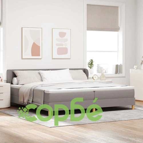 Легло с пружини и матрак Таупе 200x200 см от текстил с регулируема табла ➤ топ цена ➤ sorbe.bg