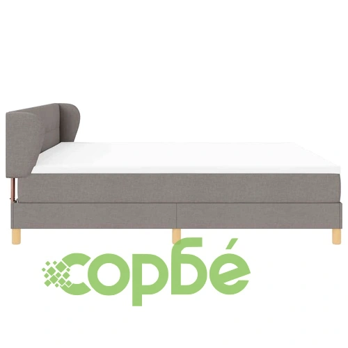 Легло с пружини и матрак Таупе 200x200 см от текстил с регулируема табла ➤ топ цена ➤ sorbe.bg