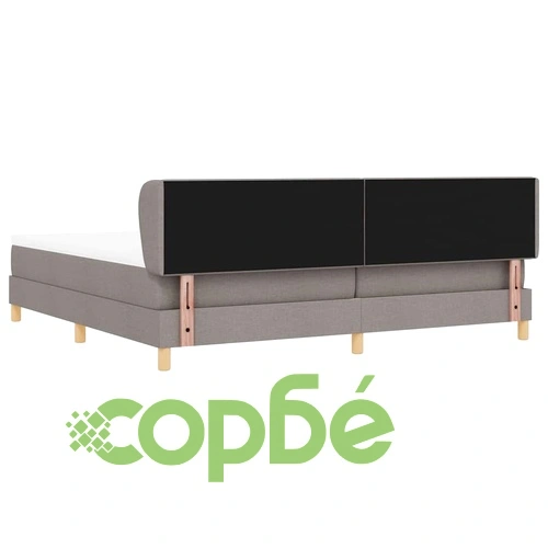 Легло с пружини и матрак Таупе 200x200 см от текстил с регулируема табла ➤ топ цена ➤ sorbe.bg