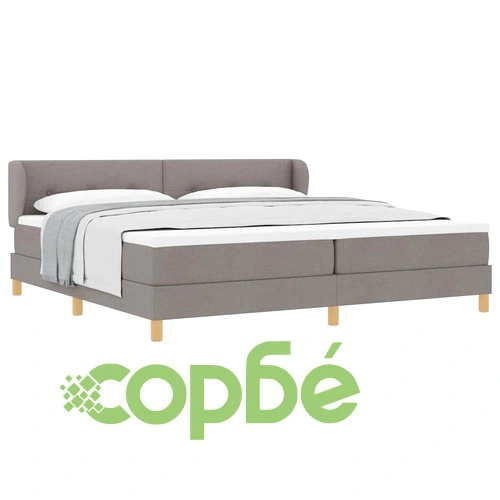 Легло с пружини и матрак Таупе 200x200 см от текстил с регулируема табла ➤ топ цена ➤ sorbe.bg