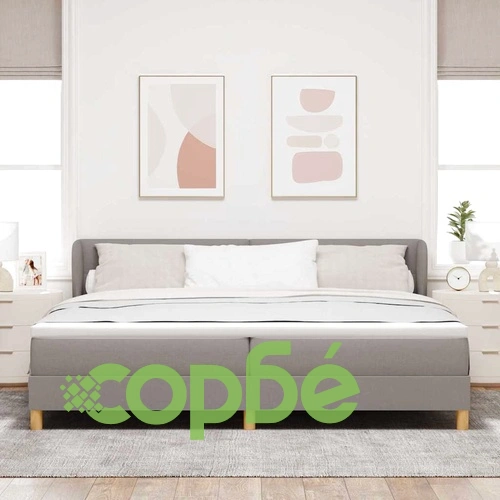 Легло с пружини и матрак Таупе 200x200 см от текстил с регулируема табла ➤ топ цена ➤ sorbe.bg