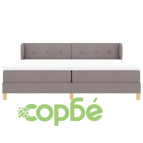 Легло с пружини и матрак Таупе 200x200 см от текстил с регулируема табла ➤ топ цена ➤ sorbe.bg