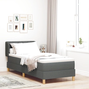 Box Spring Легло с Матрак, 80x200 см, Тъмно Сиво, Текстил