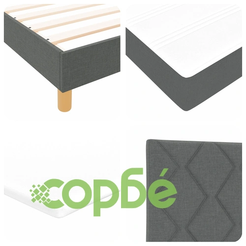 Box Spring Легло с Матрак, 80x200 см, Тъмно Сиво, Текстил ➤ топ цена ➤ sorbe.bg